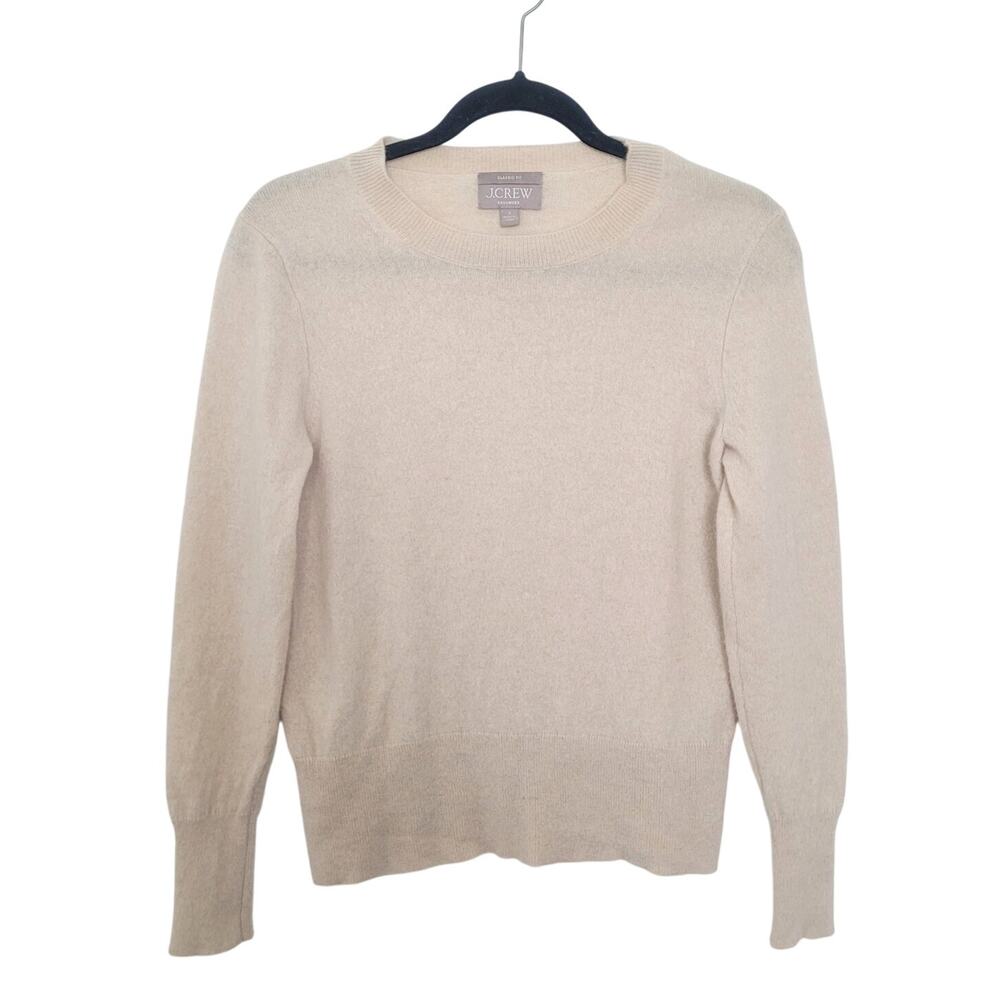 J Crew Cashmere Pullover Crew Neck Sweater Size S Beige Preppy Old Money Capsule